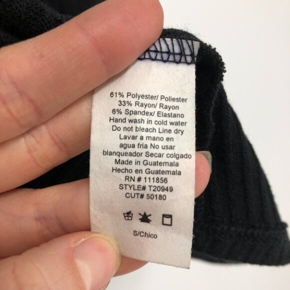 NWT Cherish black waffle knit draped open back long sleeve top  Small - Picture 4 of 14